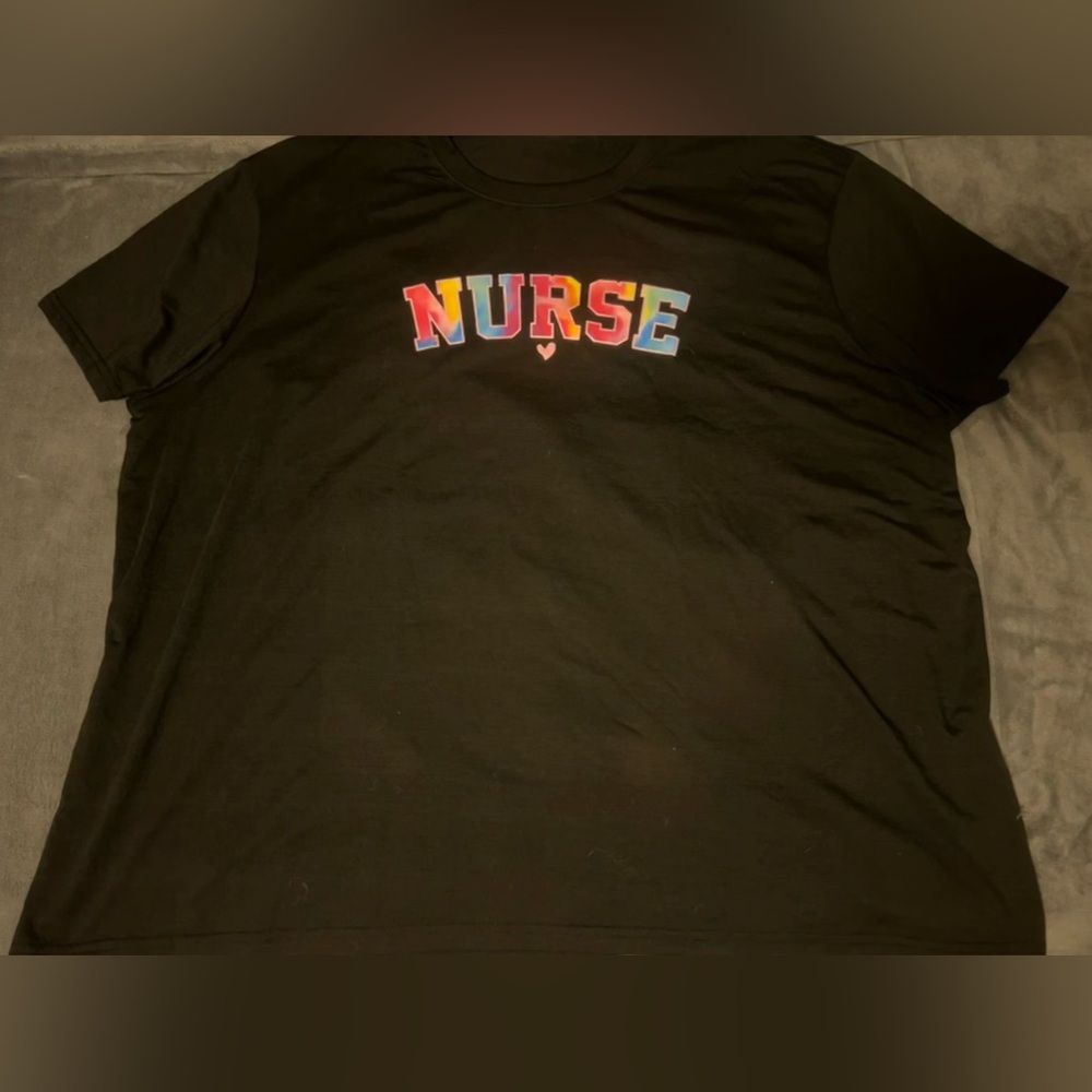 Black Nurse T-Shirt with Colorful Letters